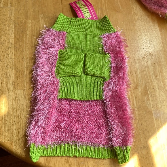 Dog Vipoochy Sweaters size XS pink green mix wool with angora light … - Picture 1 of 10